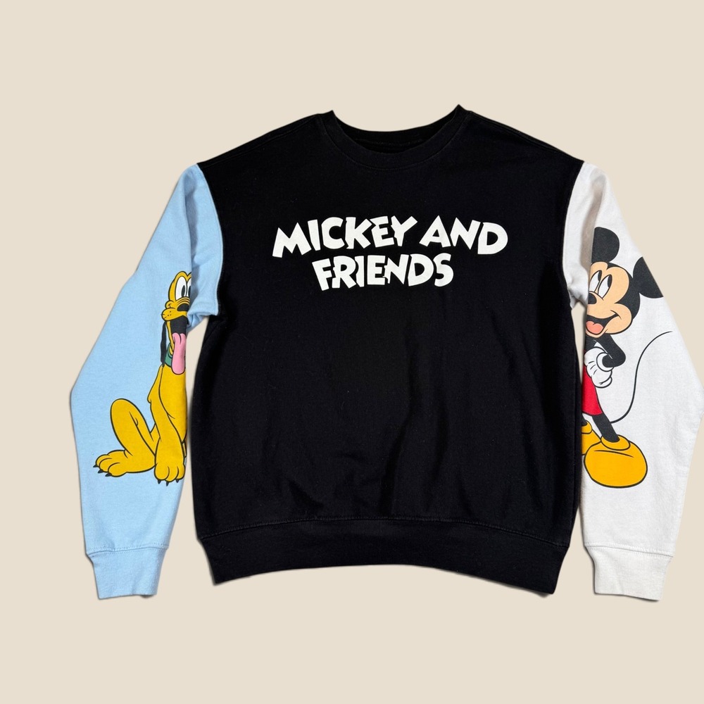 Disney Mickey and Friends Colorblock Sweatshirt Black Blue White Pluto Women S